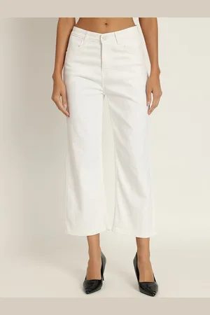 AngelFab Women Jean Straight Fit High-Rise Clean Look Cotton Cropped Jeans