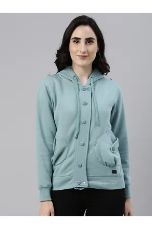 Campus Women Green Solid Windcheater Outdoor Biker Jacket