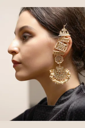 Alberre Odette Gold-Plated Contemporary Chandbali Earrings