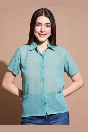 DressBerry Self Design Semi Sheer Comfort Georgette Dobby Shirt