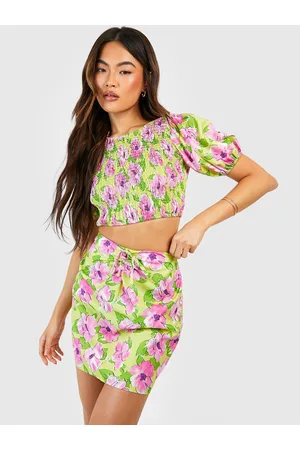 Boohoo Floral Print Tie-Up Waist Co-Ords