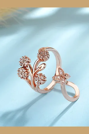 Jewels Galaxy Rose Gold-Plated AD Studded Finger Ring