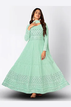 Divine International Trading Co Floral Embroidered Sequinned Semi-Stitched Dress Material
