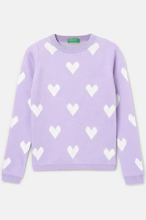 Benetton Girls Conversational Printed Cotton Pullover