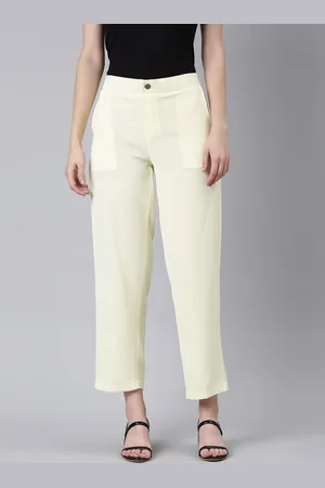 SHOWOFF Women Straight Fit Wrinkle Free Cotton Trousers
