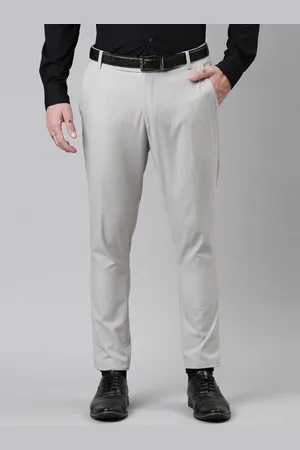 Kryptic Men Smart Mid Rise Tapered Fit Cropped Formal Trousers