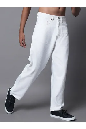 High Star Men Wide Leg Mid-Rise Clean Look Cotton Jeans
