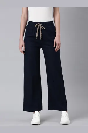 SHOWOFF Women Straight Fit Wrinkle Free Cotton Parallel Trousers