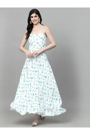 Aayu Floral Printed Shoulder Straps Maxi Fit & Flare Dress