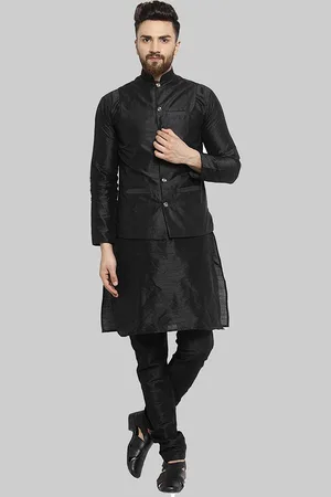 Royal Kurta Mandarin Collar Kurta With Churidar & Nehru Jacket