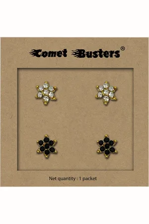 Comet Busters Set Of 2 Contemporary Stone Studs Non Piercing Ear Stickers