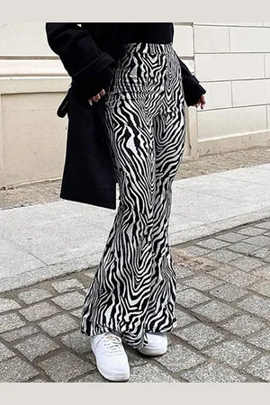 LULU & SKY Women Animal Printed Skinny Fit High-Rise Bootcut Trousers