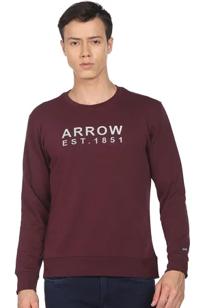 Arrow Typography Printed Crew Neck Pullover Sweatshirt