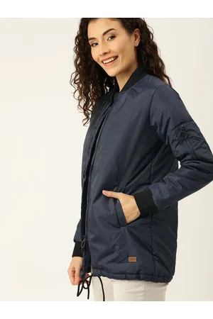 Campus Women Blue Checked Puffer Jacket
