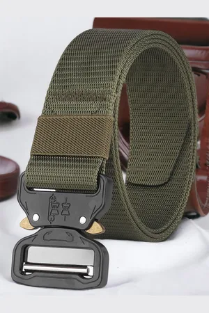 Mast & Harbour Men Olive Green Textured Belt