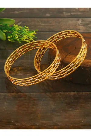 Jewar Mandi Set Of 2 Gold-Plated AD & CZ Studded Bangles