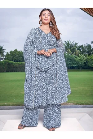 CHANSI Floral Printed V-Neck Regular Kurta with Palazzos & Dupatta