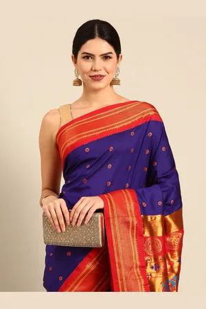 Varkala Silk Sarees Ethnic Motifs Zari Silk Blend Handloom Paithani Saree