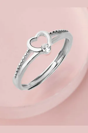 Zavya Women Rhodium-Plated CZ Studded Sterling Silver Finger Ring