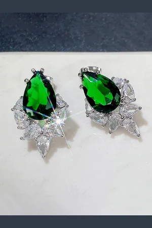 Jewels Galaxy Silver-Plated Teardrop Shaped Stud Earrings