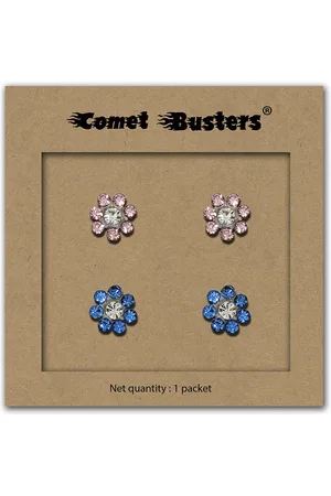 Comet Busters Set Of 2 Contemporary Stone Studs Earrings