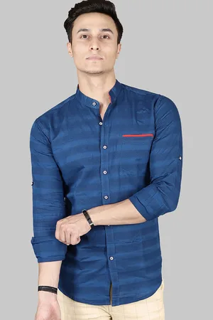 FUBAR Men Blue Slim Fit Horizontal Stripes Opaque Casual Shirt