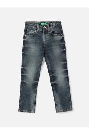 Benetton Boys Straight Fit Clean Look Heavy Fade Whiskers Jeans
