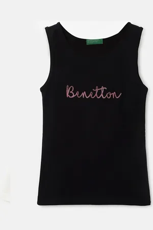 Benetton Girls Typography Printed Cotton T-shirt