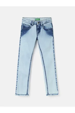 Benetton Boys Mid-Rise Slim Fit Clean Look Heavy Fade Jeans