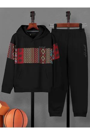 HELLCAT Boys Printed Hooded Sweatshirt With Joggers