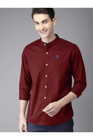 FUBAR Men Maroon Slim Fit Opaque Casual Shirt