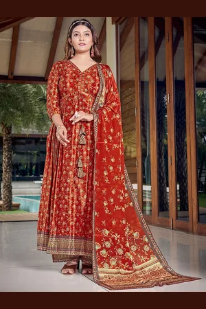 CHANSI Floral Printed Empire Kurta With Palazzos & Dupatta