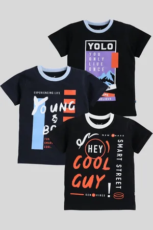 Toonyport Boys Pack Of 3 Typography Printed Regular Fit T-shirt