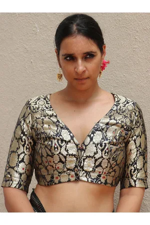 Chidiyaa Woven Design Brocade Saree Blouse