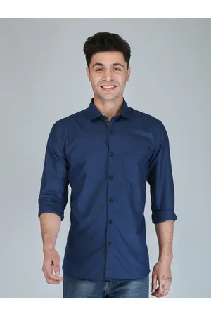 FUBAR Slim Fit Spread Collar Long Sleeve Pocket Casual Shirt