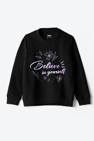 M&H Girls Typography Printed Sweatshirt