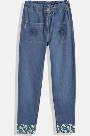 Allen Solly Girls Blue Jogger Light Fade Printed Stretchable Jeans