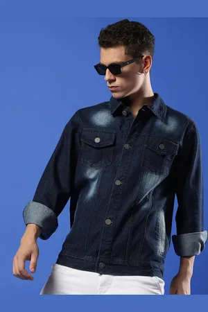 Campus Spread Collar Washed Windcheater Cotton Denim Jacket