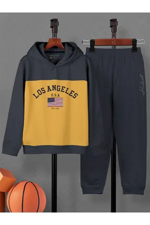 HELLCAT Boys Colourblocked Hooded Sweatshirt With joggers