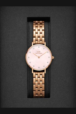 Daniel Wellington Petite Lumine 28mm 5-Link RG MOP Pink Women Watch - DW00100617