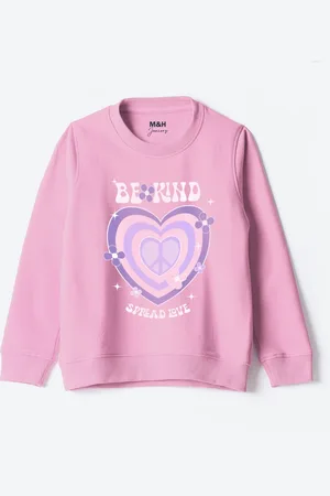M&H Girls Typography Printed Sweatshirt