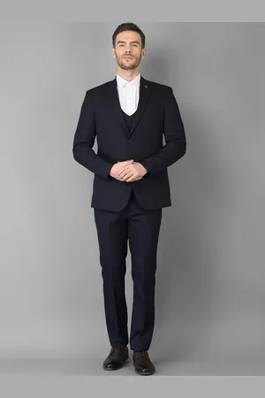 Canary London Men Navy Blue Solid Slim-Fit Single-Breasted Three-Piece Formal Suit