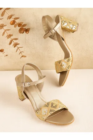 Anouk Women Woven Design Ethnic Embellished Block Heels