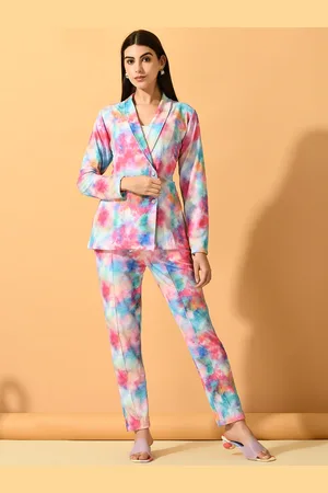 DressBerry Tie and Dye Dyed Lightweight Shawl Collar Single Breasted Blazers