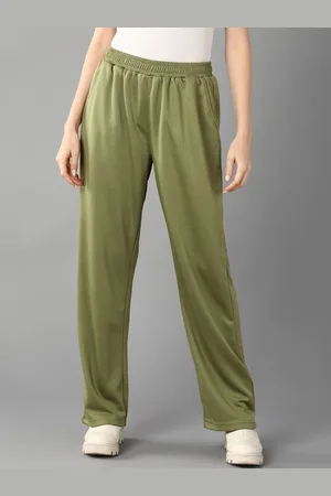 Roadster Green Women High-Rise Straight Fit Track Pants