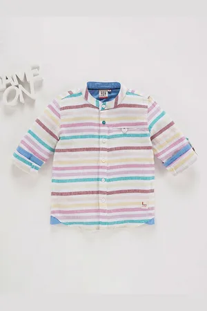 Ed-a-Mamma Boys Horizontal Striped Regular Fit Opaque Cotton Casual Shirt