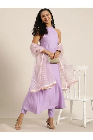 HERE&NOW Women A-Line Kurta with Trousers & Gotta Patti Dupatta