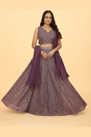 CHANSI Embellished Sequinned Georgette Ready to Wear Lehenga & Blouse With Dupatta