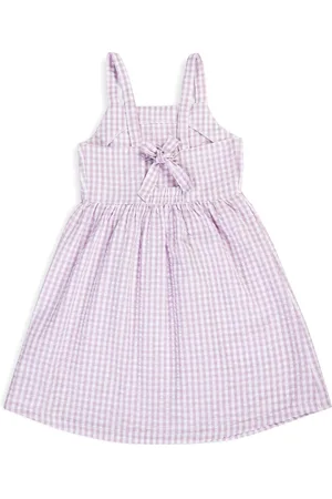 My Milestones Girls Checked Shoulder Straps Tie-Ups Cotton A-Line Dress