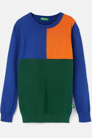 Benetton Boys Colourblocked Cotton Pullover